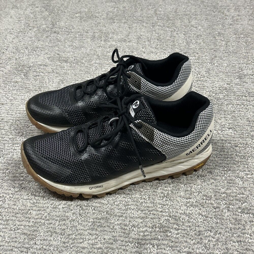 Merrell Antora 2 Shoes Womens 11 Black White Low Top Sneakers Vibram Qform2
